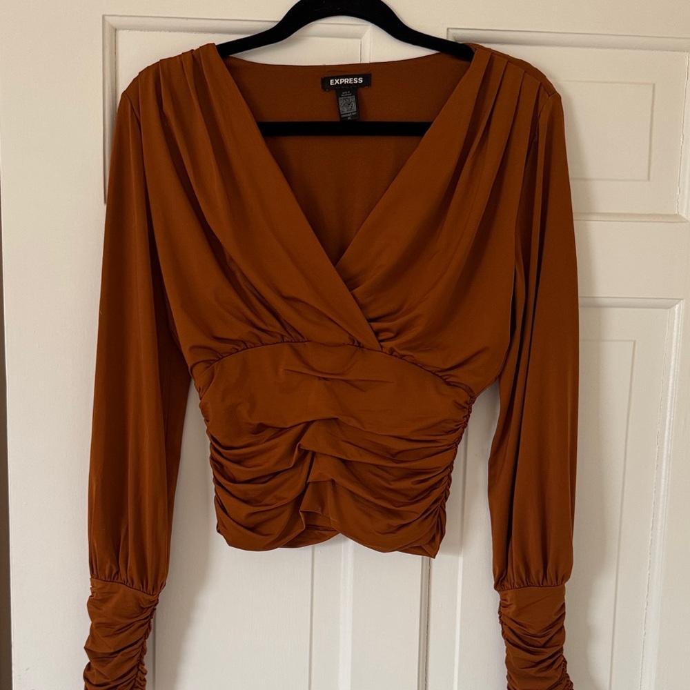 Express Women's Rust Long Sleeve Blouse